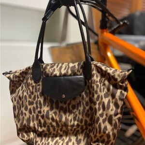 Leopard Print Tote Bag with Black Accents